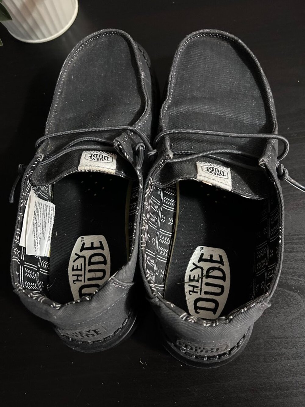 Hey Dude black canvas slip-on loafers Wally style